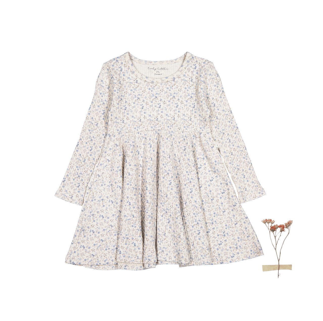 The Printed Long Sleeve Dress - Dusty Blue Floral - Mack & Harvie