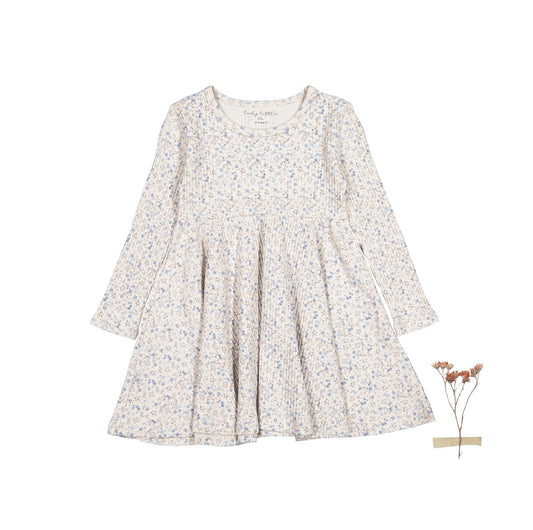 The Printed Long Sleeve Dress - Dusty Blue Floral - Mack & Harvie