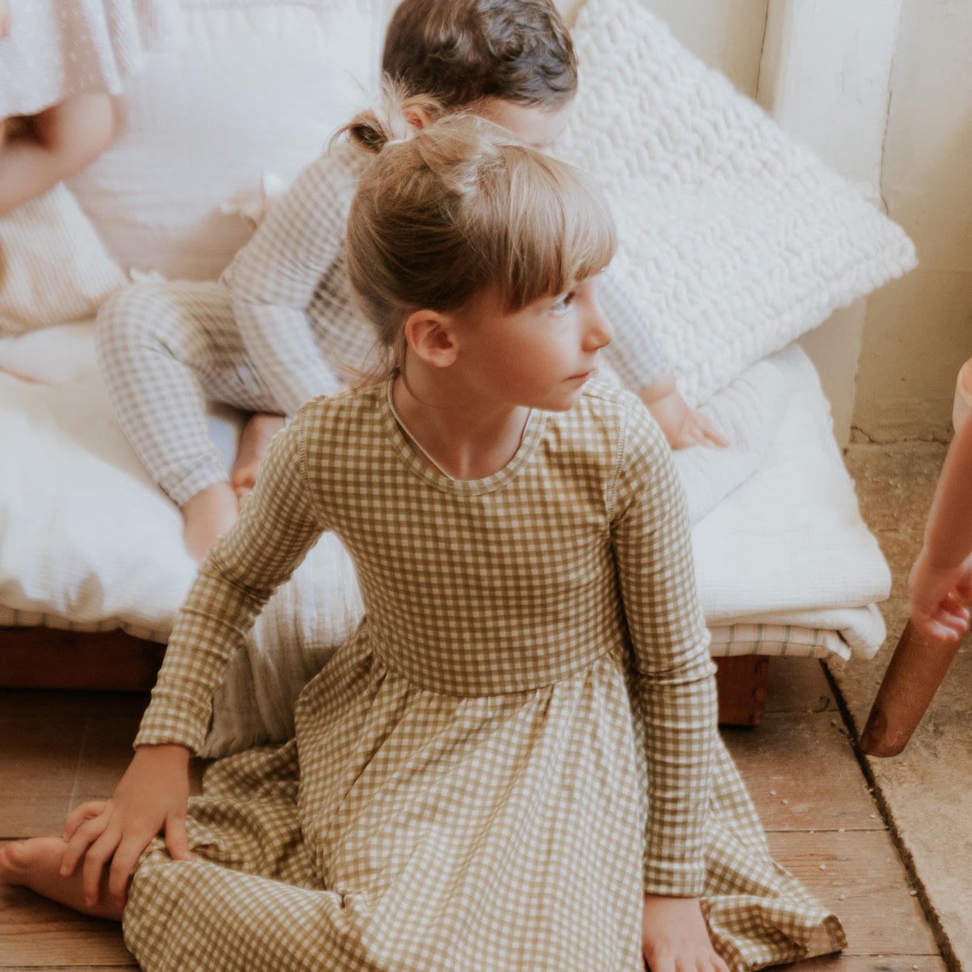 The Printed Long Sleeve Dress - Golden Gingham - Mack & Harvie