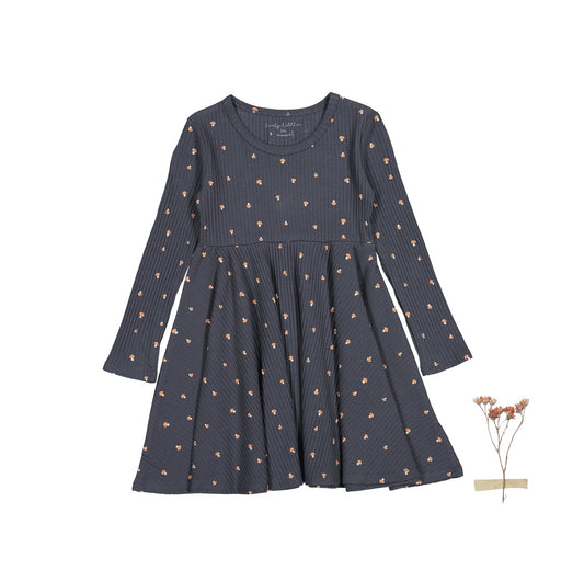 The Printed Long Sleeve Dress - Steel Mushroom - Mack & Harvie