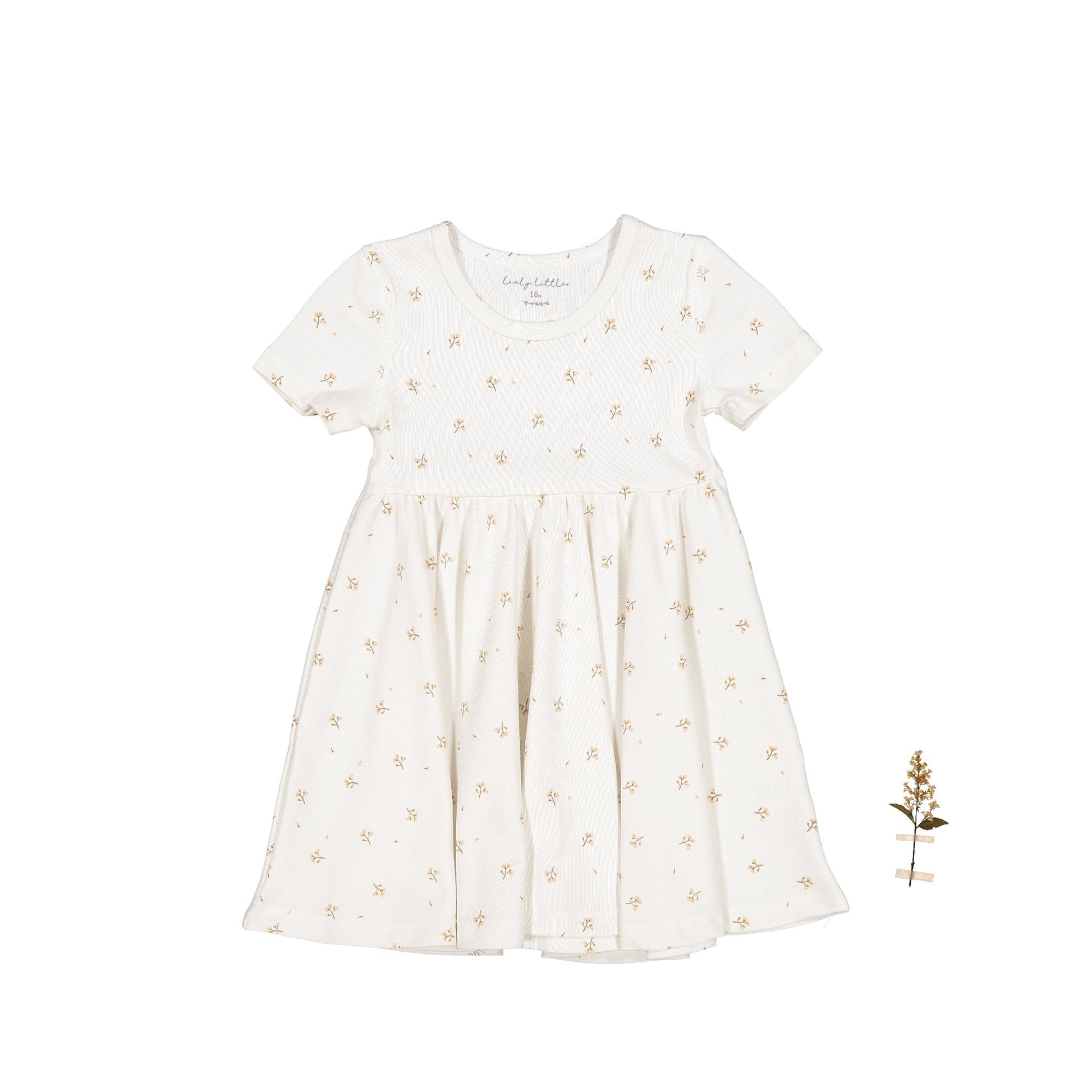 The Printed Short Sleeve Dress - Tan Blossom - Mack & Harvie