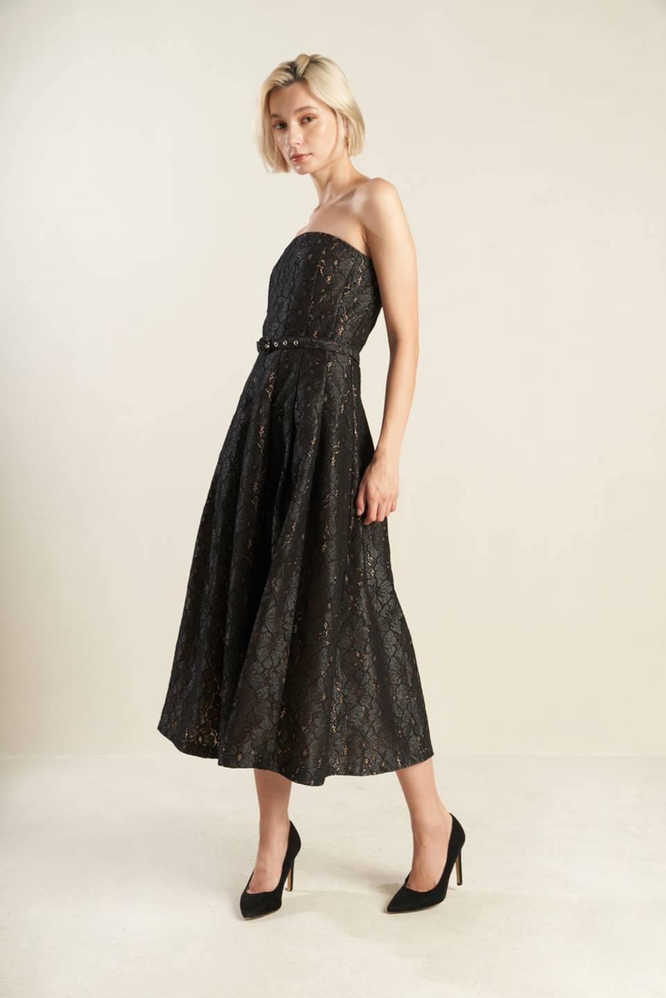 THE TRUTH IS WOVEN LACE MIDI DRESS - Mack & Harvie