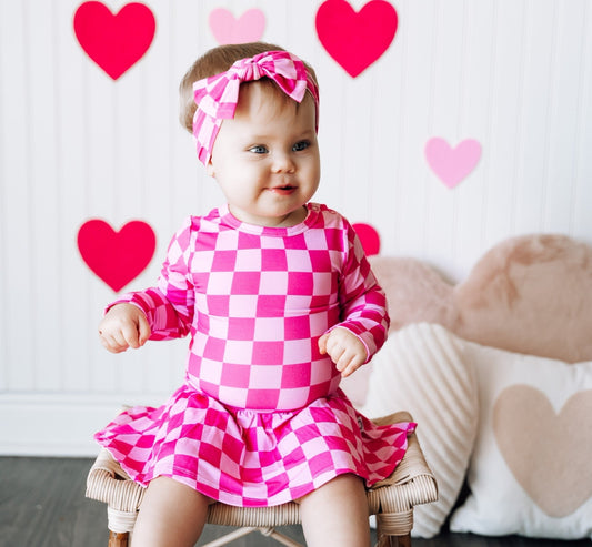 TICKLED PINK CHECKS DREAM BODYSUIT DRESS - Mack & Harvie