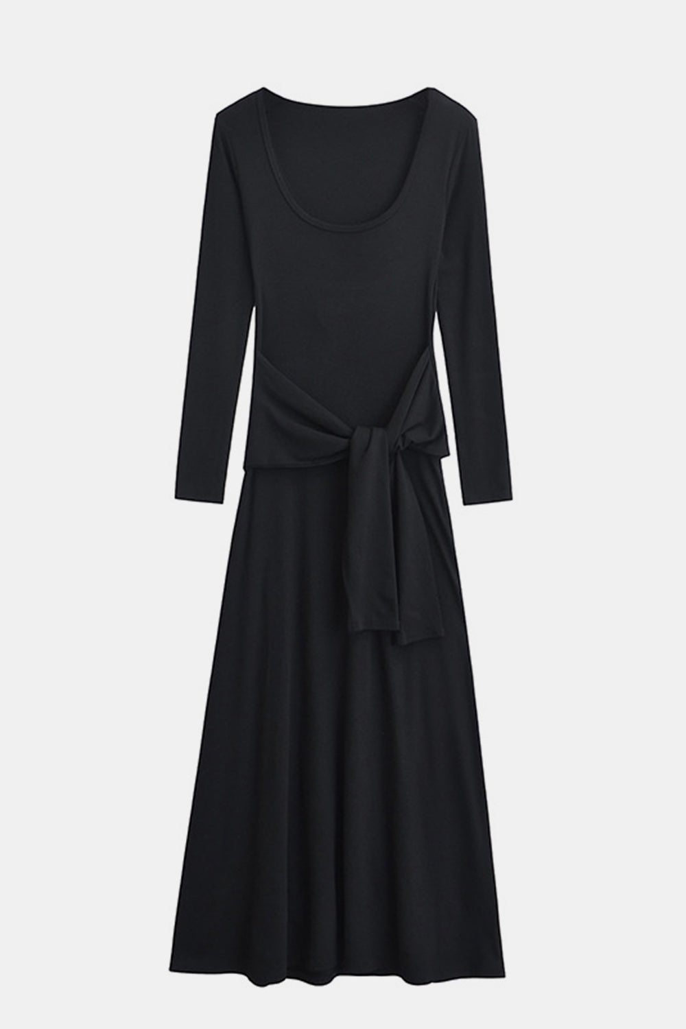 Tied Scoop Neck Long Sleeve Maxi Dress - Mack & Harvie