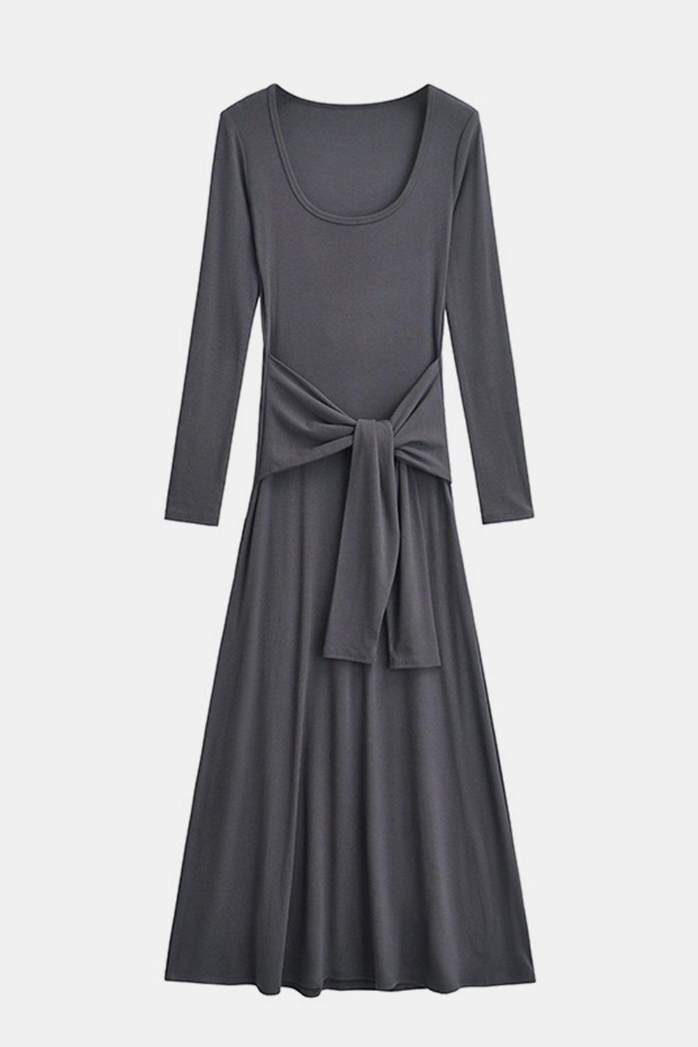 Tied Scoop Neck Long Sleeve Maxi Dress - Mack & Harvie