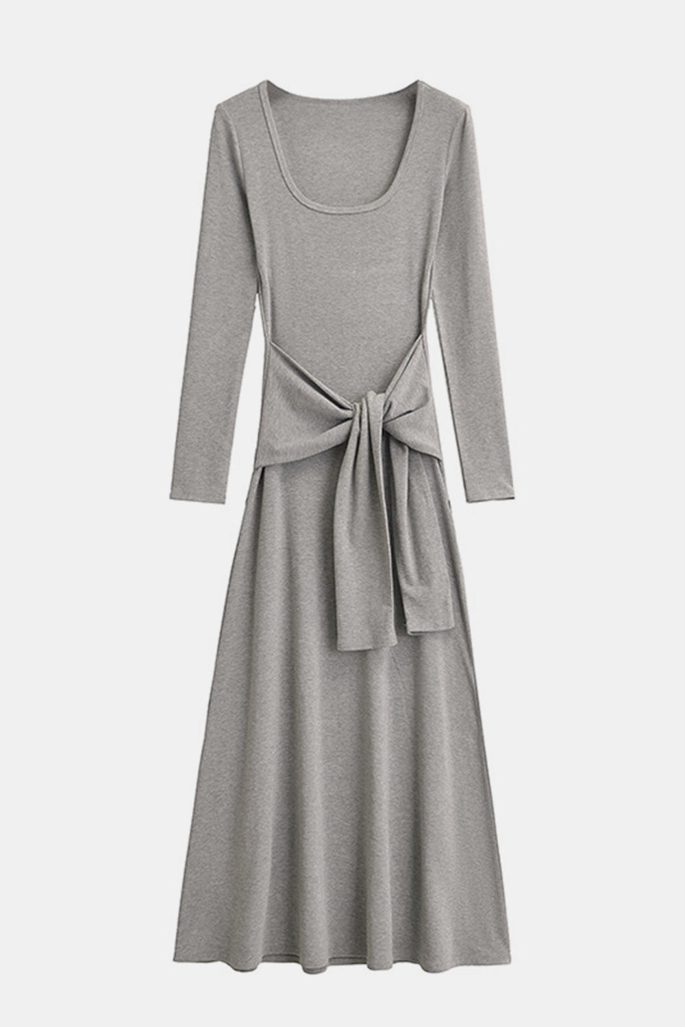 Tied Scoop Neck Long Sleeve Maxi Dress - Mack & Harvie