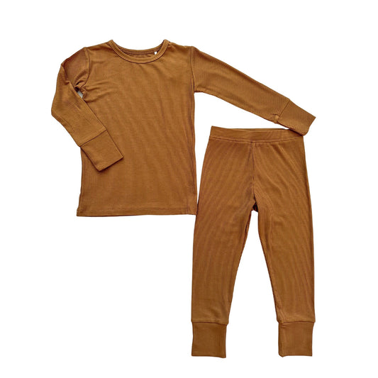 Two - Piece Pajama Set - Caramel Ribbed - Mack & Harvie