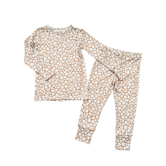 Two - Piece Pajama Set - Mocha Ditsy - Mack & Harvie