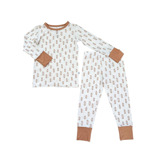 Two - Piece Pajama Set - Neutral Rectangles - Mack & Harvie