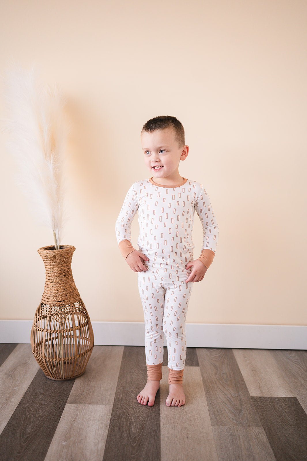 Two - Piece Pajama Set - Neutral Rectangles - Mack & Harvie