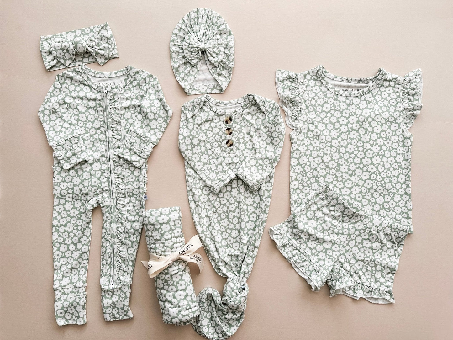 Two - Piece Short Set - Sage Ditsy Floral - Mack & Harvie