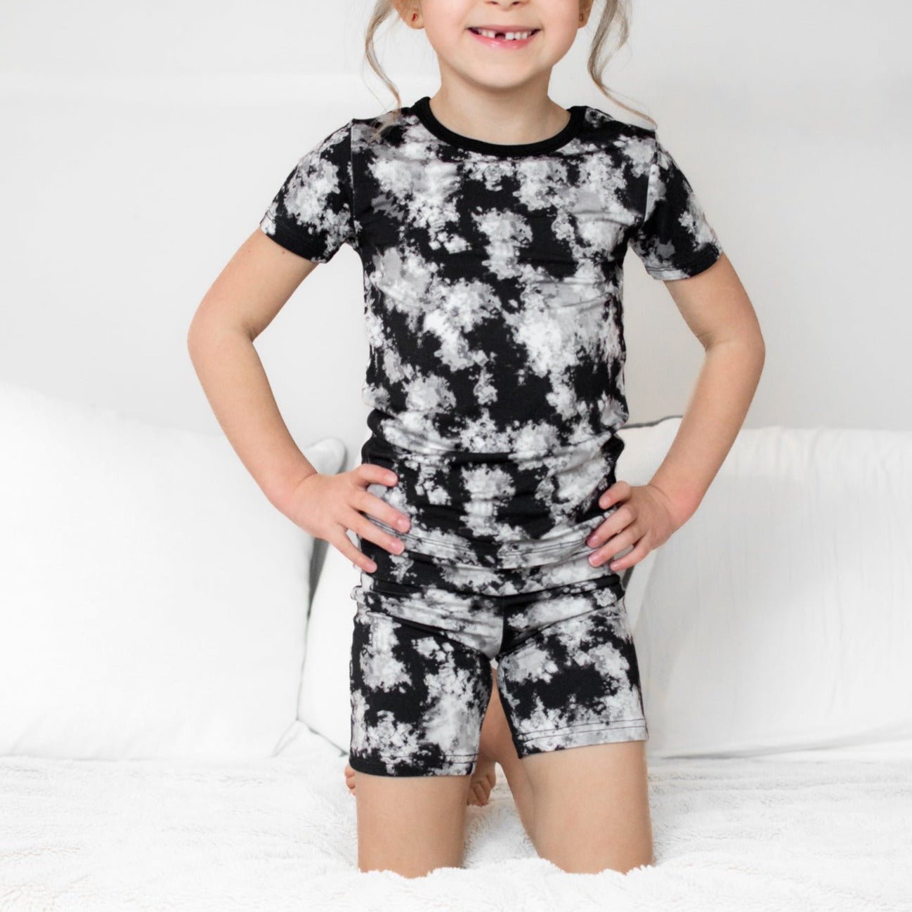 TWO PIECE SHORTIE SET - Black Tie Dye - Mack & Harvie