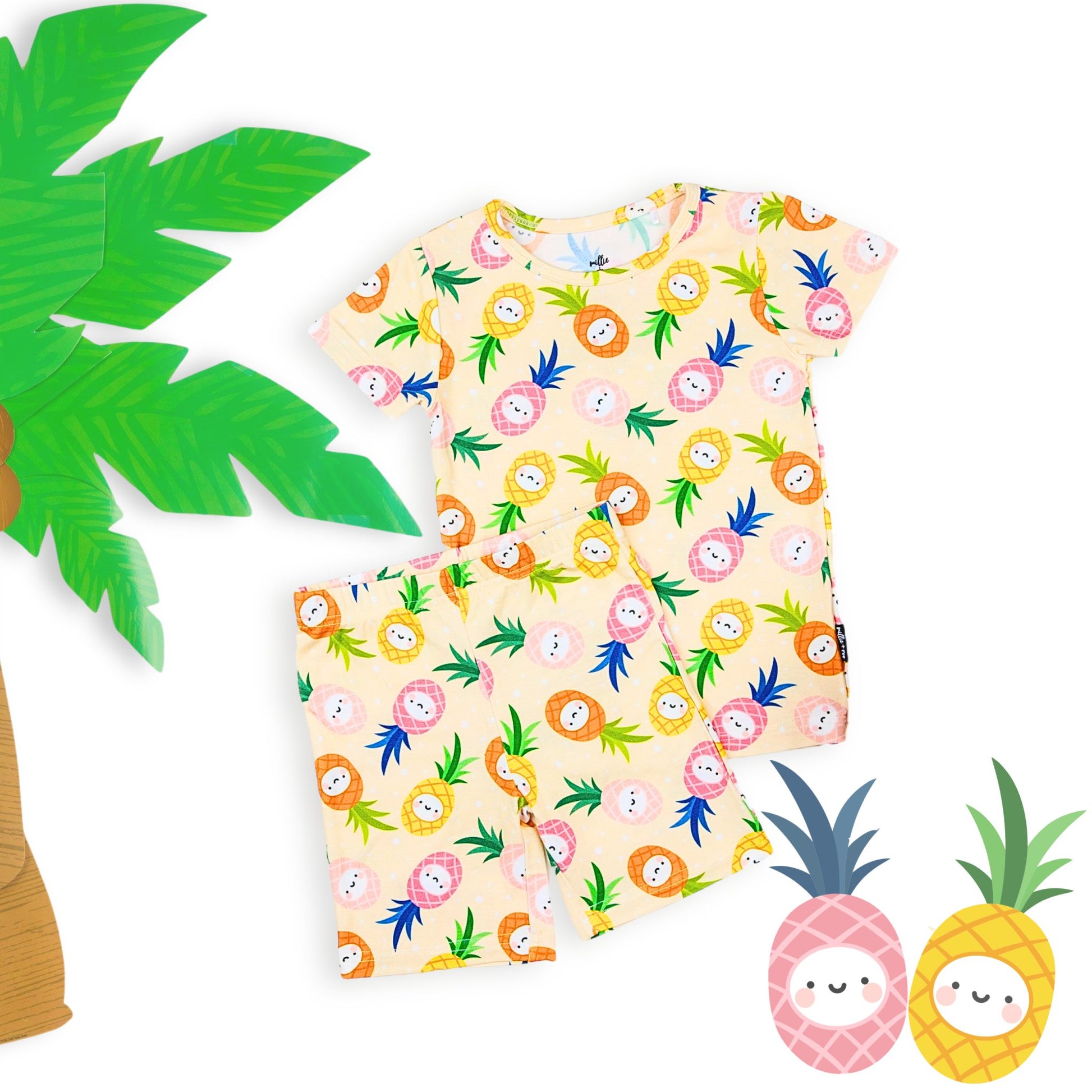 TWO PIECE SHORTIE SET - Kawaii Pineapple - Mack & Harvie