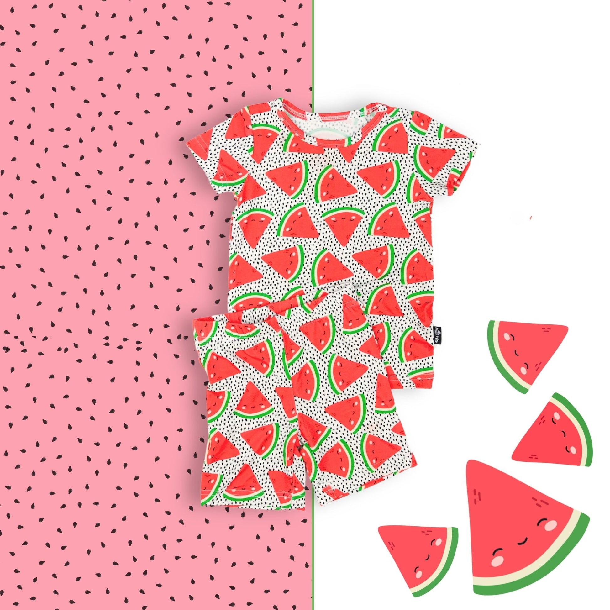 TWO PIECE SHORTIE SET - Kawaii Watermelon - Mack & Harvie