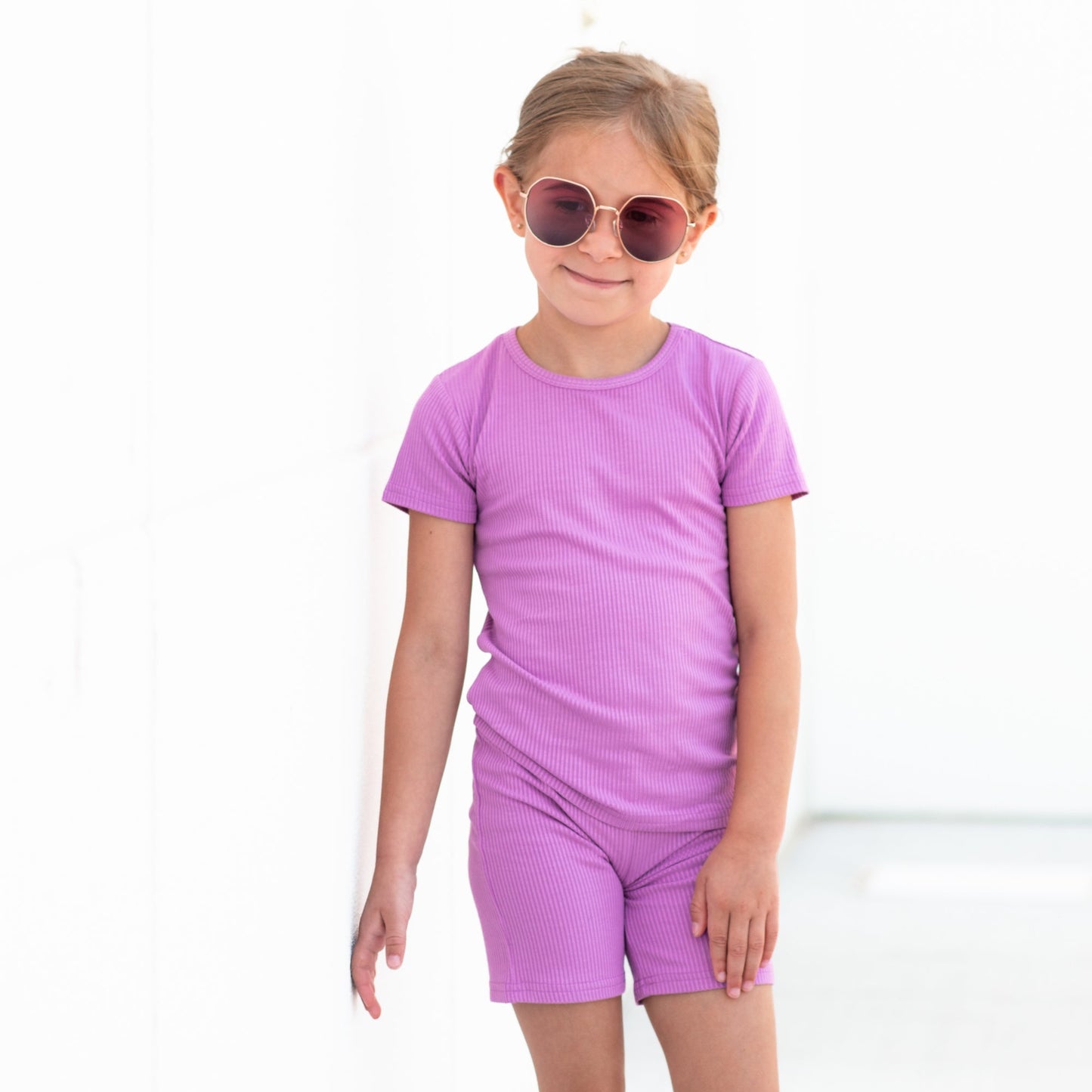 TWO PIECE SHORTIE SET - Lilac Ribbed - Mack & Harvie