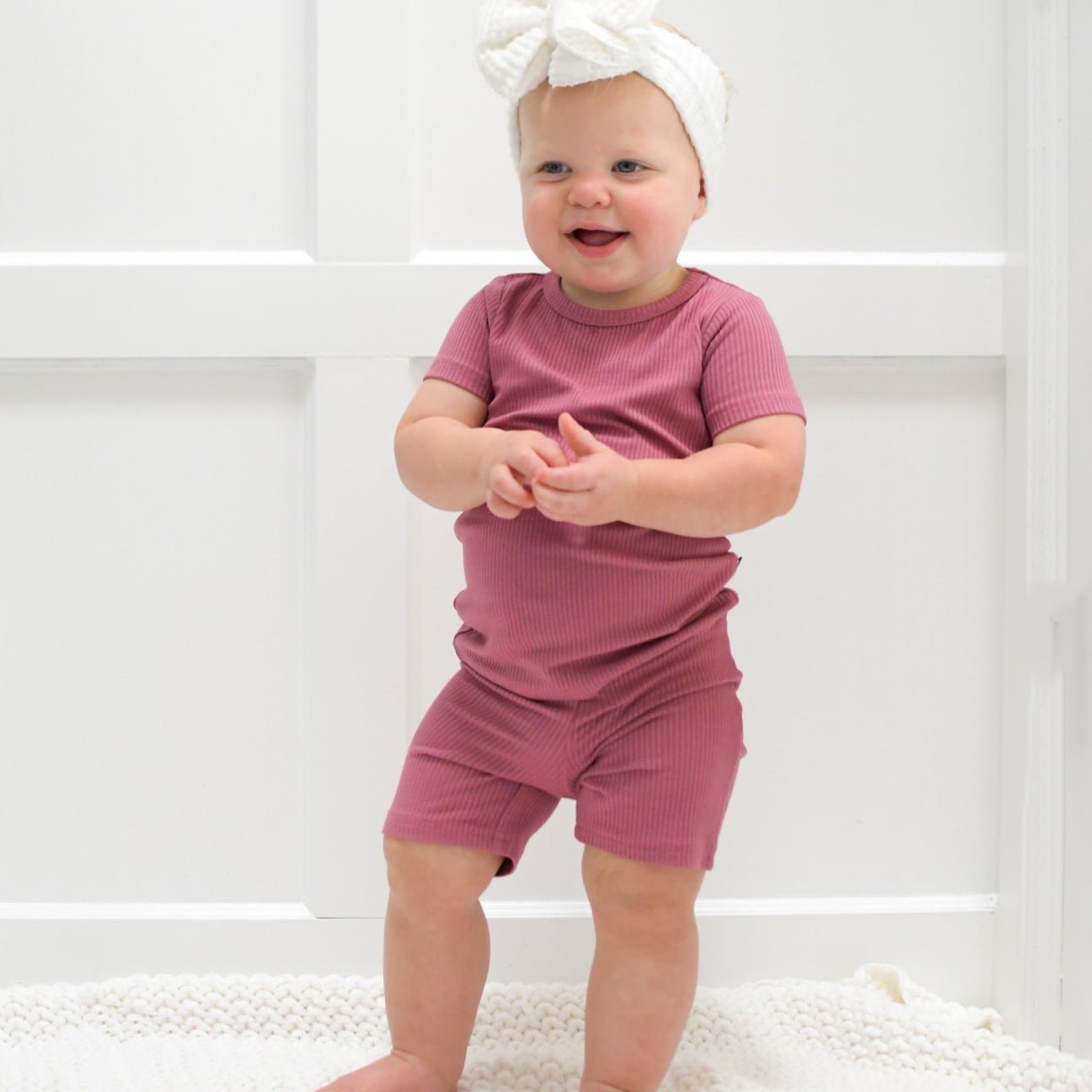 TWO PIECE SHORTIE SET - Mauve Ribbed - Mack & Harvie