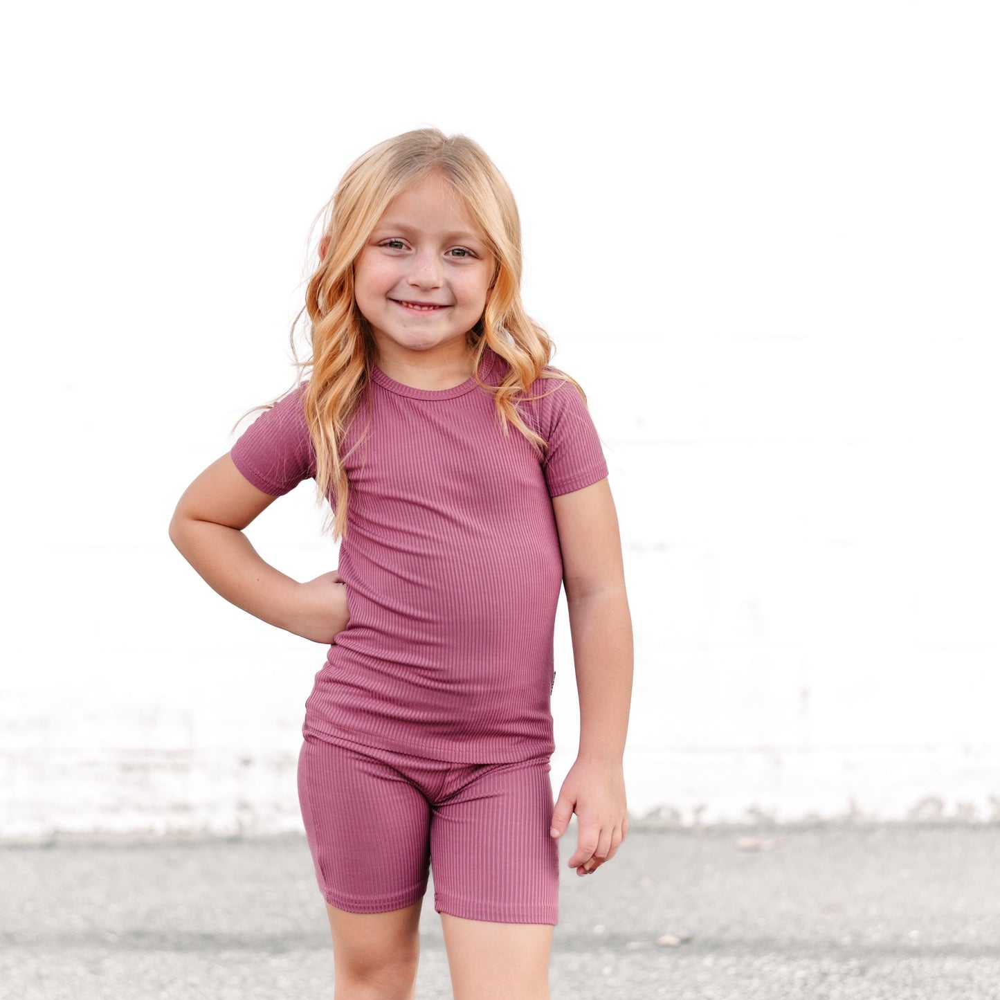 TWO PIECE SHORTIE SET - Mauve Ribbed - Mack & Harvie