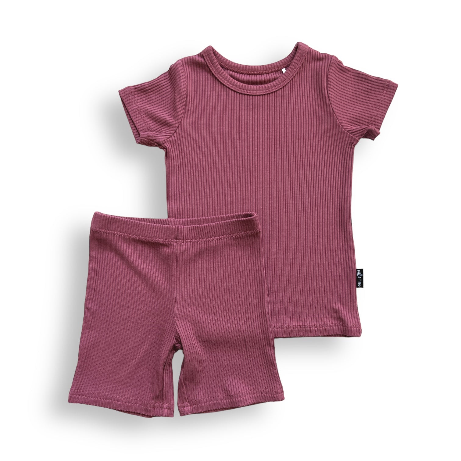 TWO PIECE SHORTIE SET - Mauve Ribbed - Mack & Harvie