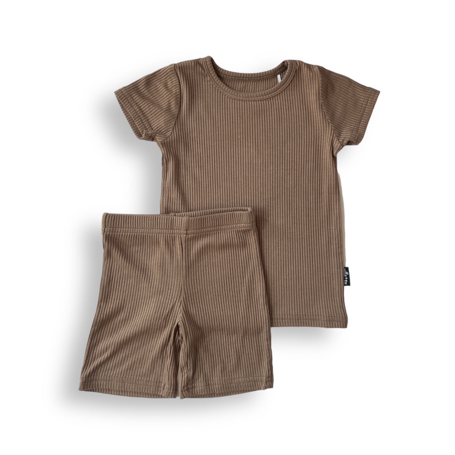 TWO PIECE SHORTIE SET - Mocha Ribbed - Mack & Harvie