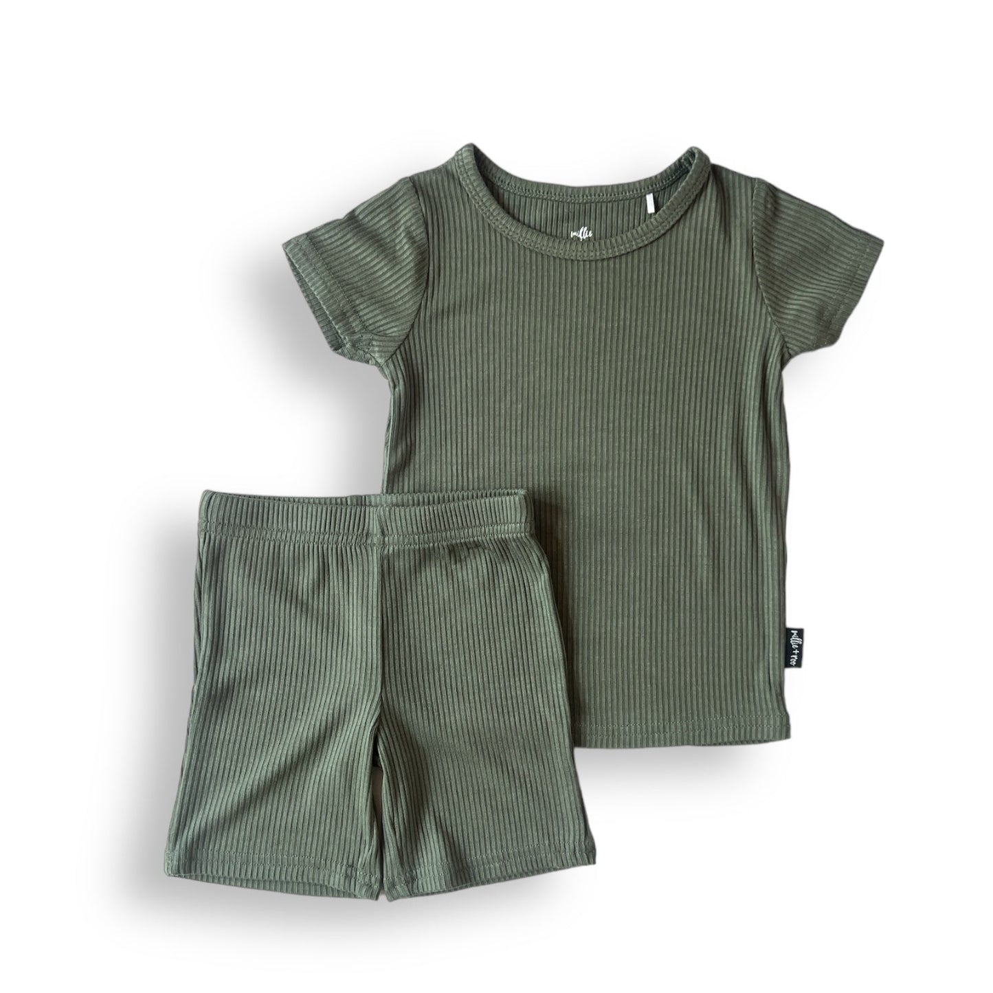 TWO PIECE SHORTIE SET - Moss Ribbed - Mack & Harvie