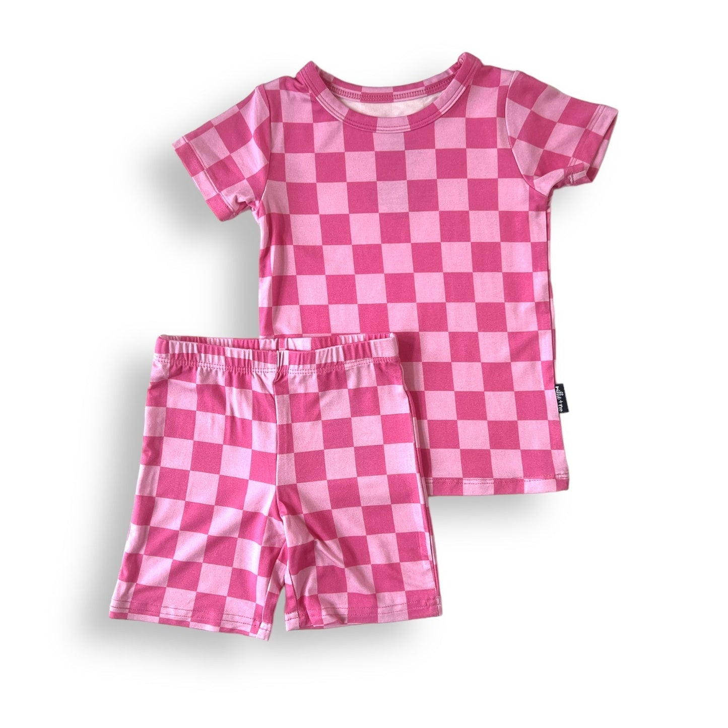 TWO PIECE SHORTIE SET - Pink Check - Mack & Harvie