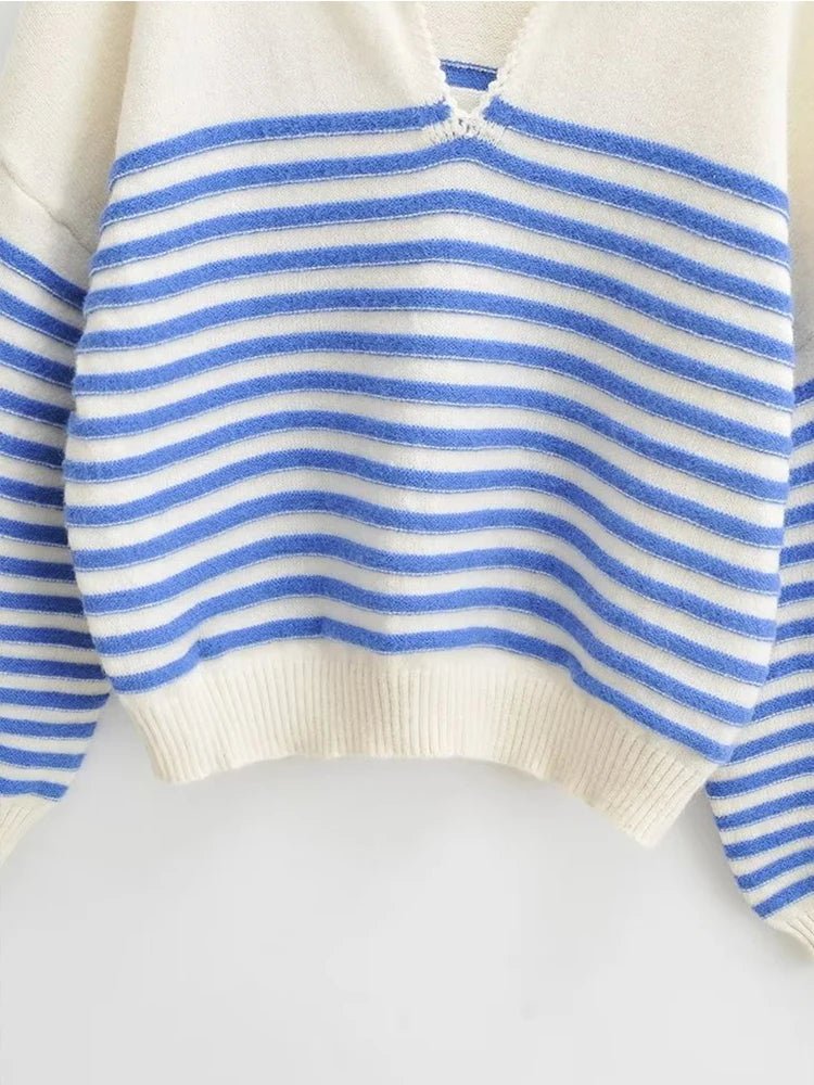 V - Neck Striped Pullover - Mack & Harvie