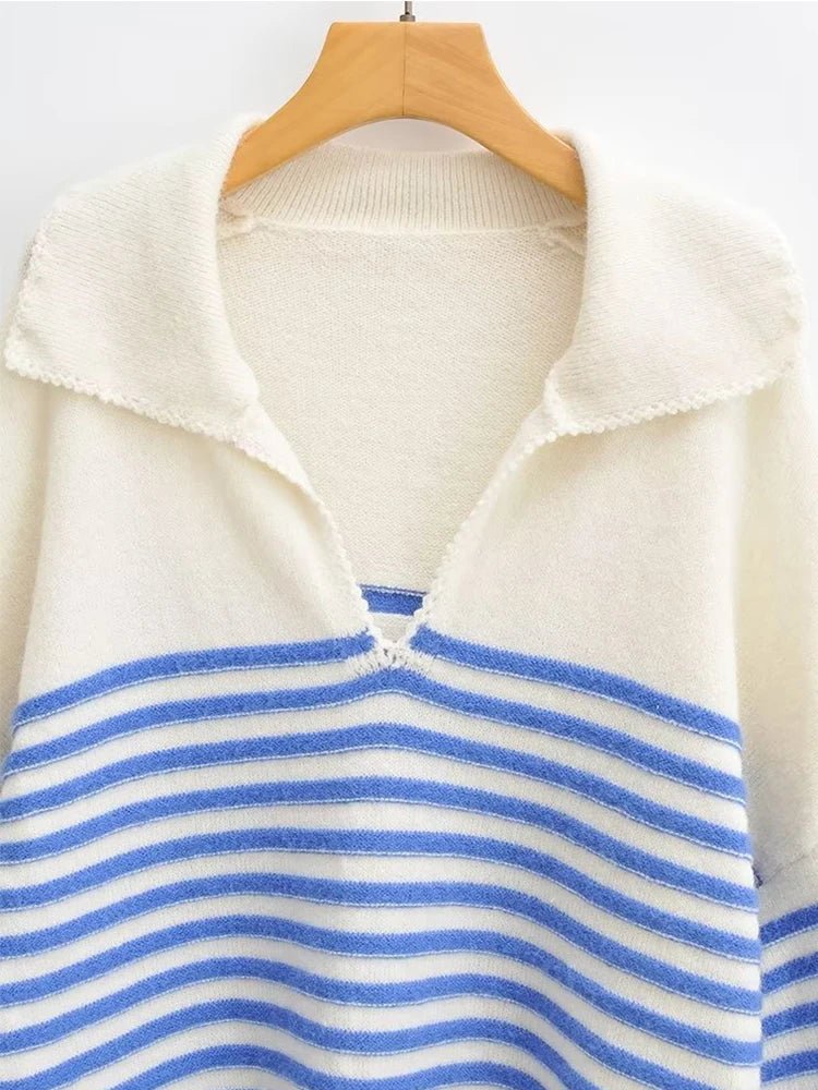 V - Neck Striped Pullover - Mack & Harvie