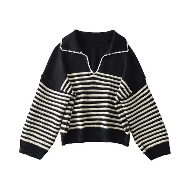 V - Neck Striped Pullover - Mack & Harvie