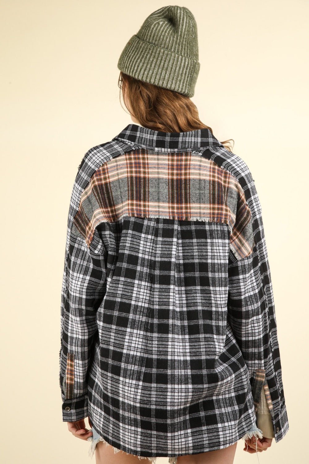 VERY J Contrast Plaid Raw Detail Shirt - Mack & Harvie