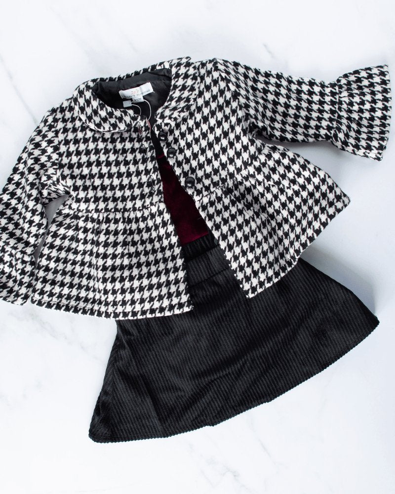 Waldorf Button Front Pea Coat - Houndstooth - Mack & Harvie