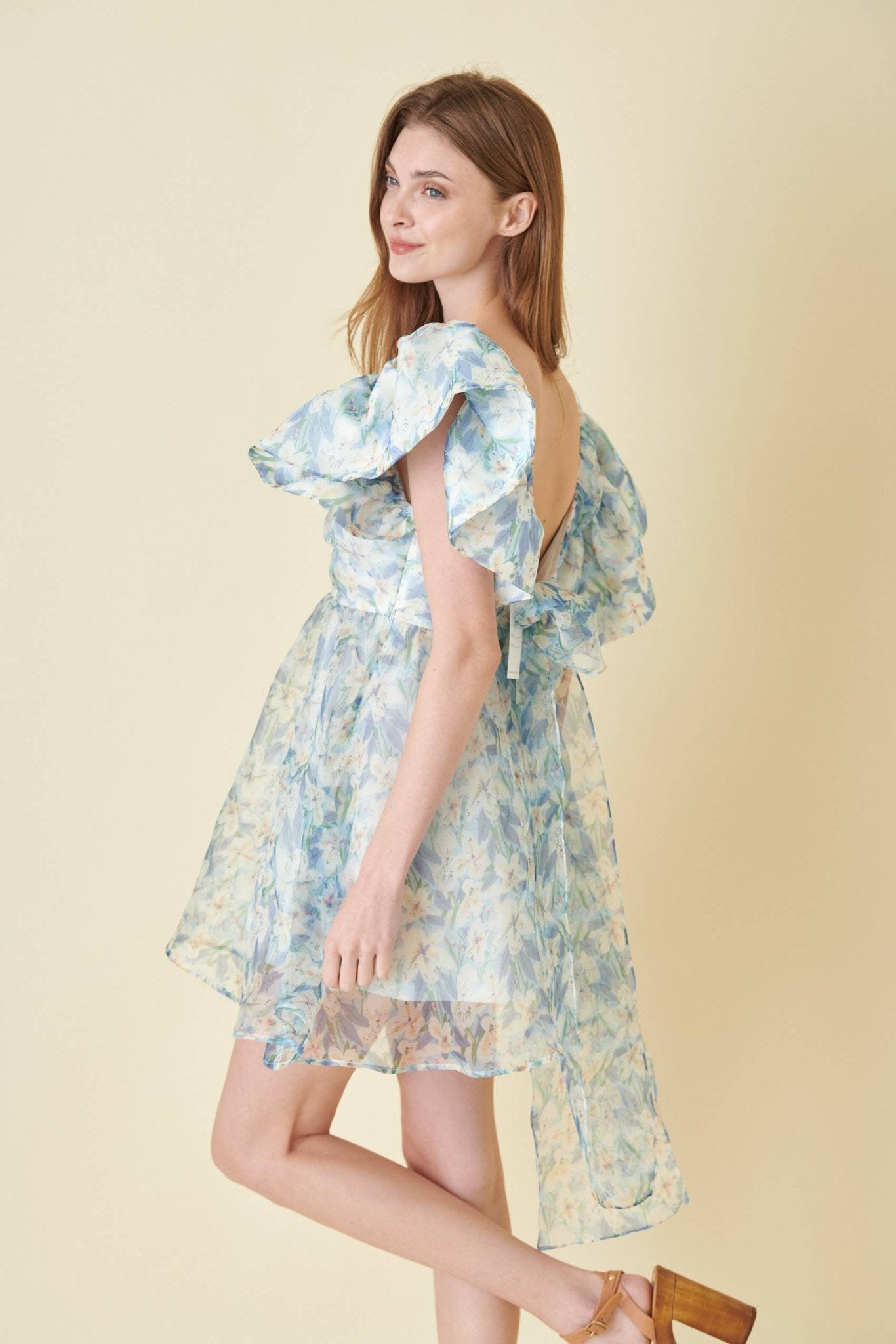 Watercolor Organza Bow Tie Mini Dress - Mack & Harvie