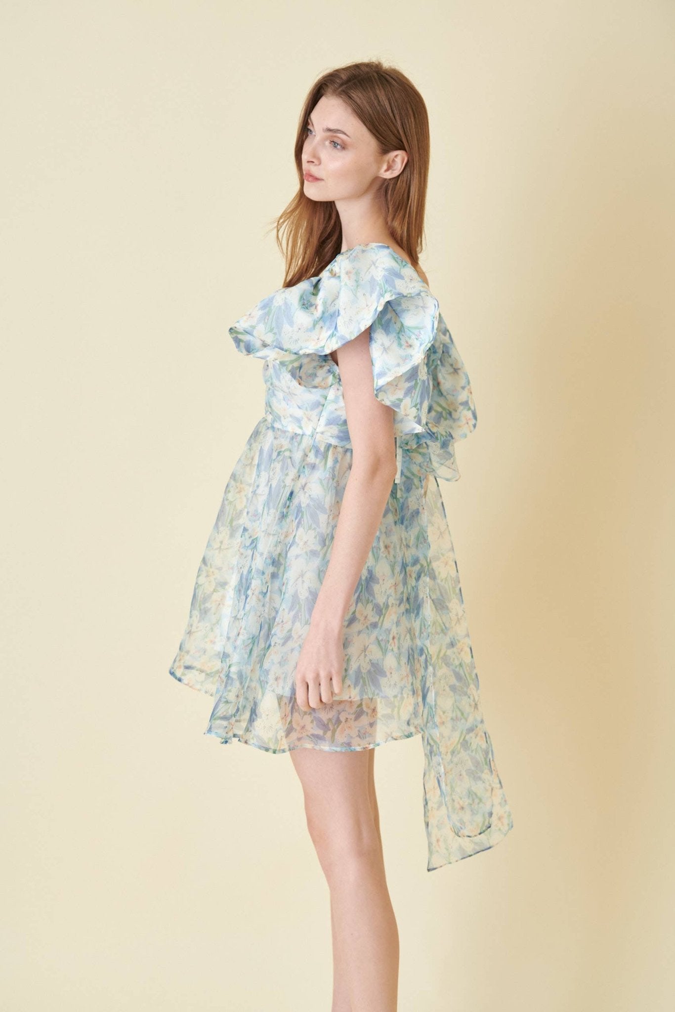 Watercolor Organza Bow Tie Mini Dress - Mack & Harvie