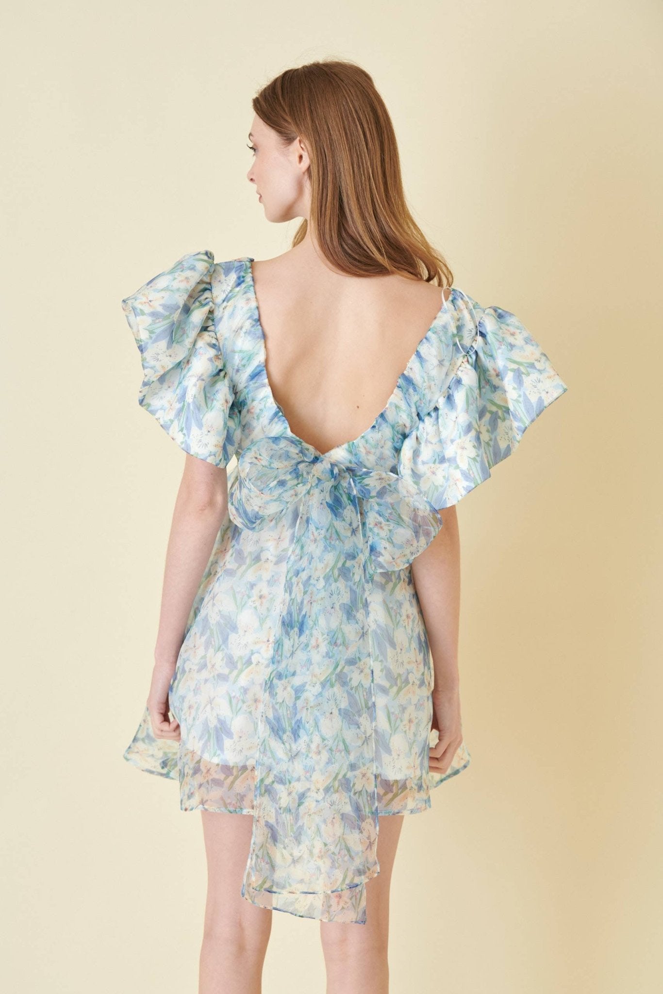 Watercolor Organza Bow Tie Mini Dress - Mack & Harvie