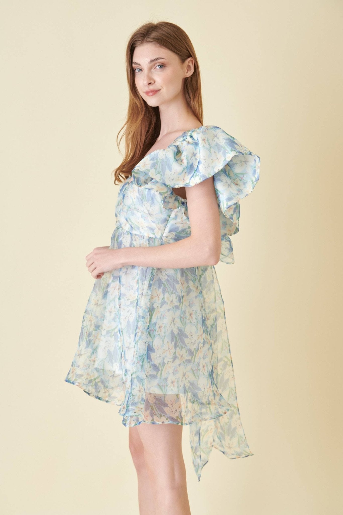 Watercolor Organza Bow Tie Mini Dress - Mack & Harvie