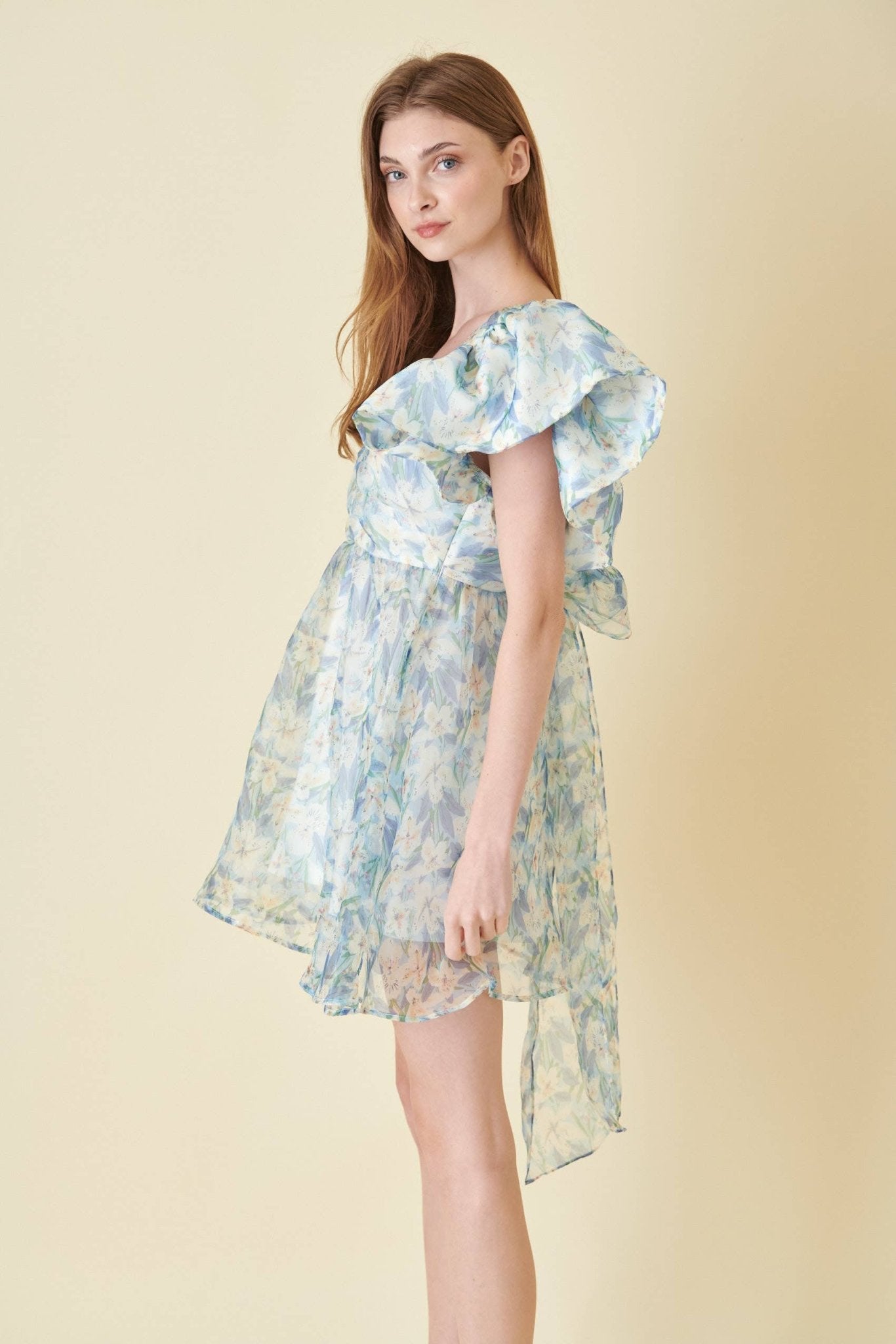 Watercolor Organza Bow Tie Mini Dress - Mack & Harvie