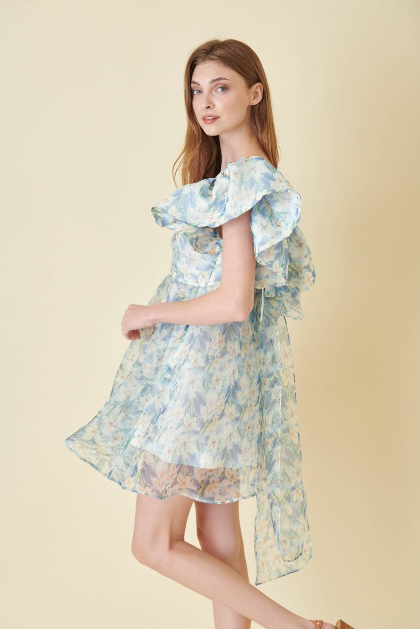 Watercolor Organza Bow Tie Mini Dress - Mack & Harvie