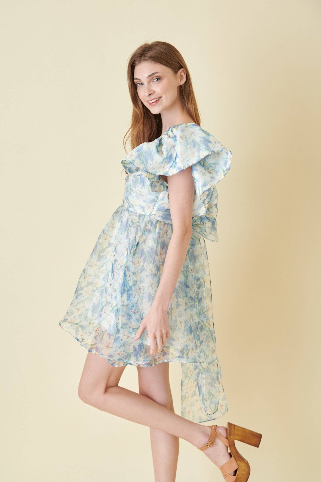 Watercolor Organza Bow Tie Mini Dress - Mack & Harvie