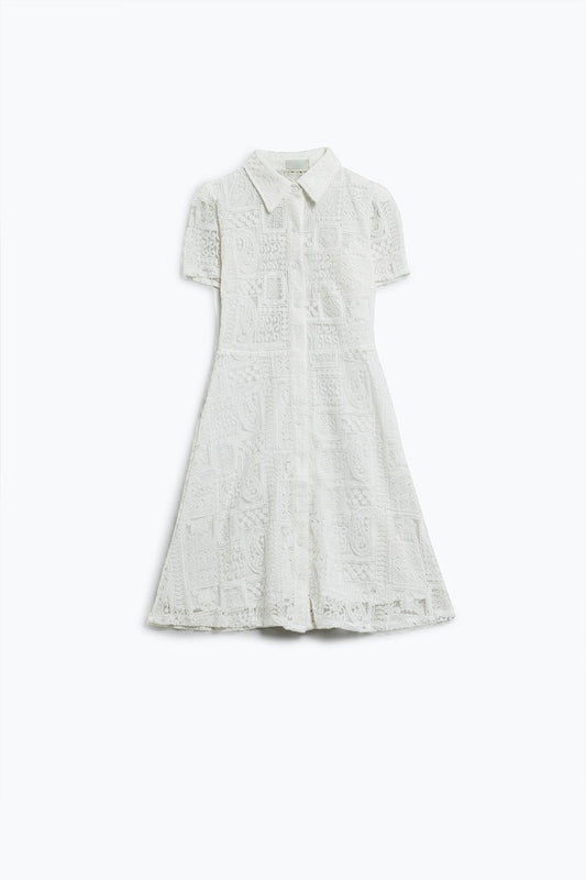 White Buttoned Crochet Dress - Mack & Harvie