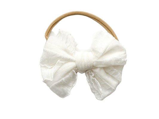 White Chiffon Knot Bow Headband - Mack & Harvie