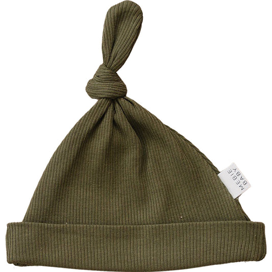 Winter Green Organic Ribbed Newborn Knot Hat - Mack & Harvie