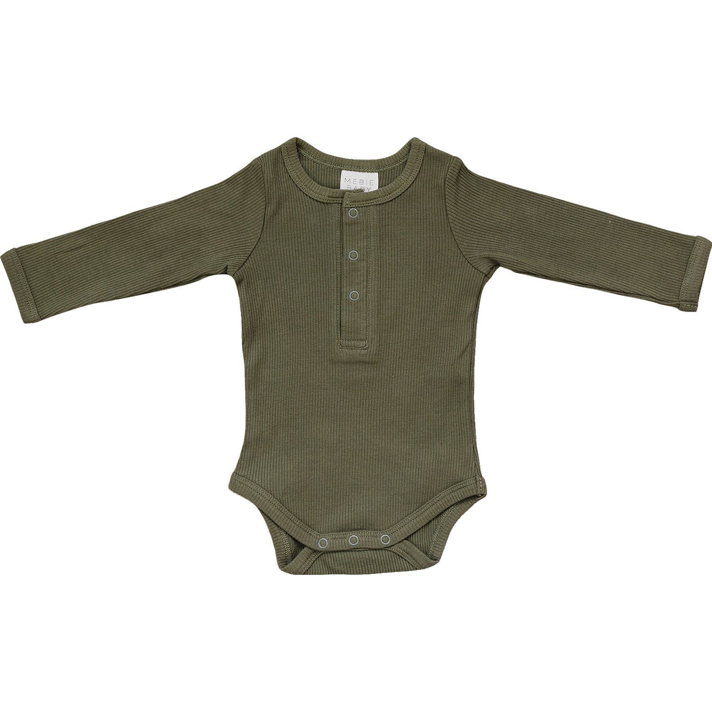 Winter Green Organic Snap Long Sleeve Ribbed Bodysuit - Mack & Harvie