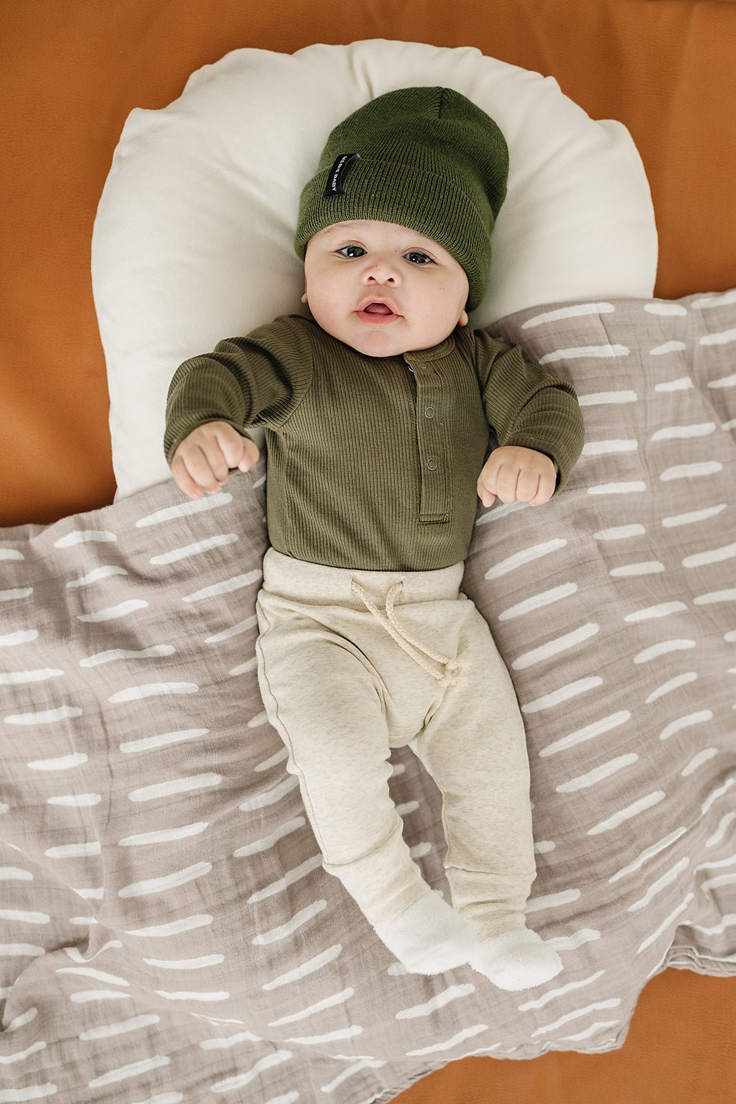 Winter Green Organic Snap Long Sleeve Ribbed Bodysuit - Mack & Harvie