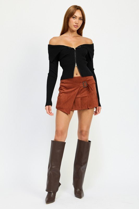 WRAPPED BUCKLE BELT MINI SKIRT - Mack & Harvie