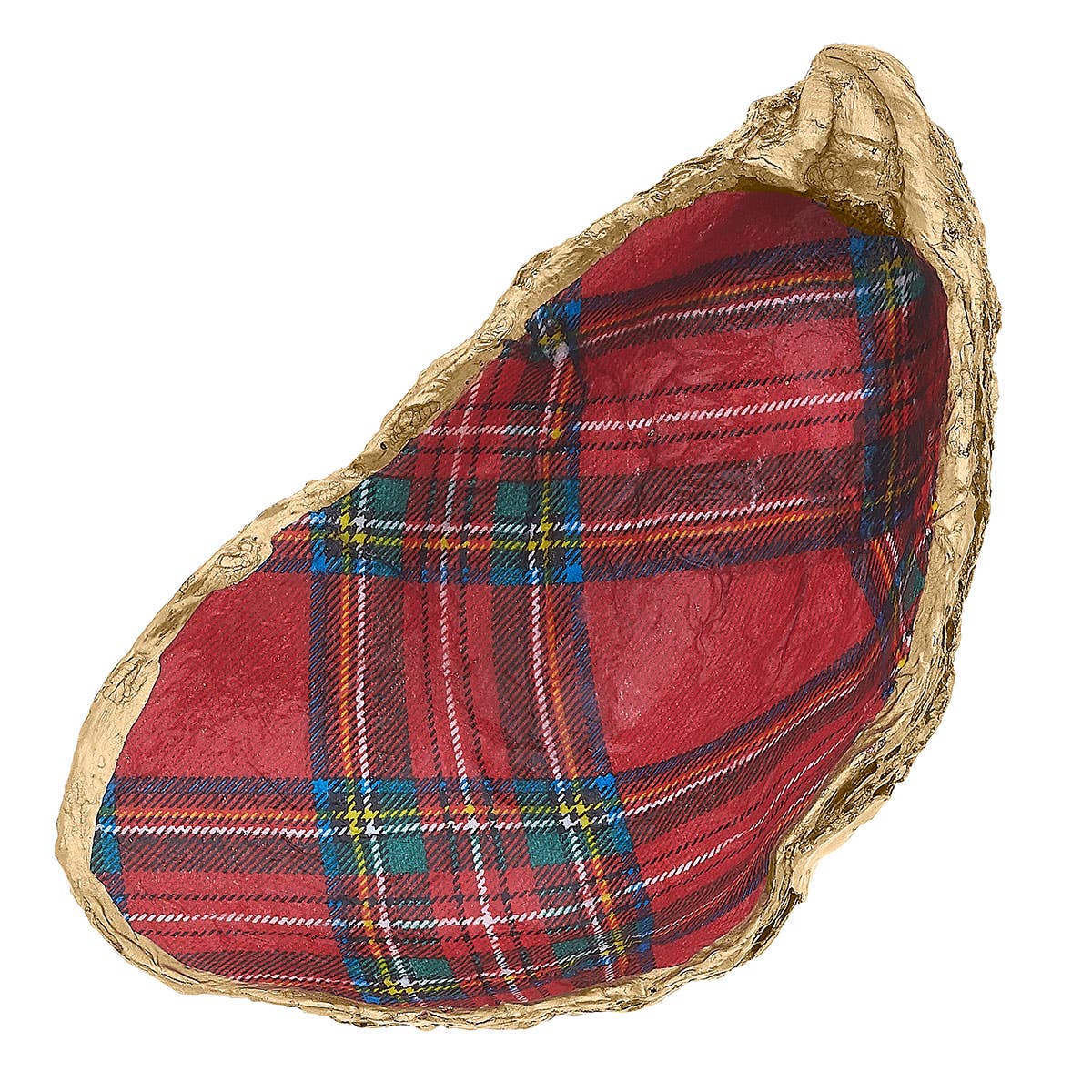 Wrenley Tartan Decoupage Oyster Ring Dish in Red & Green - Mack & Harvie