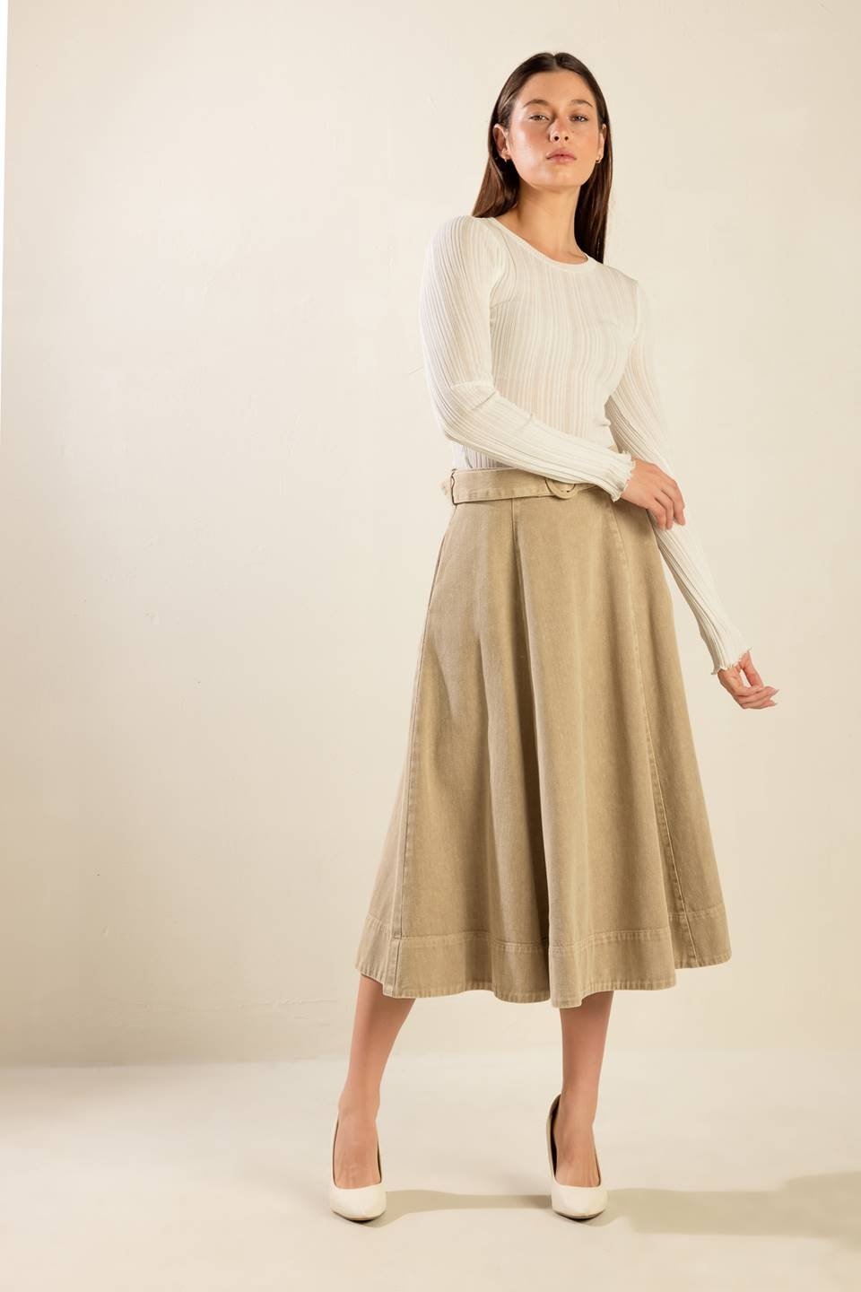 YOU KNOW IT TWILL MIDI SKIRT - Mack & Harvie