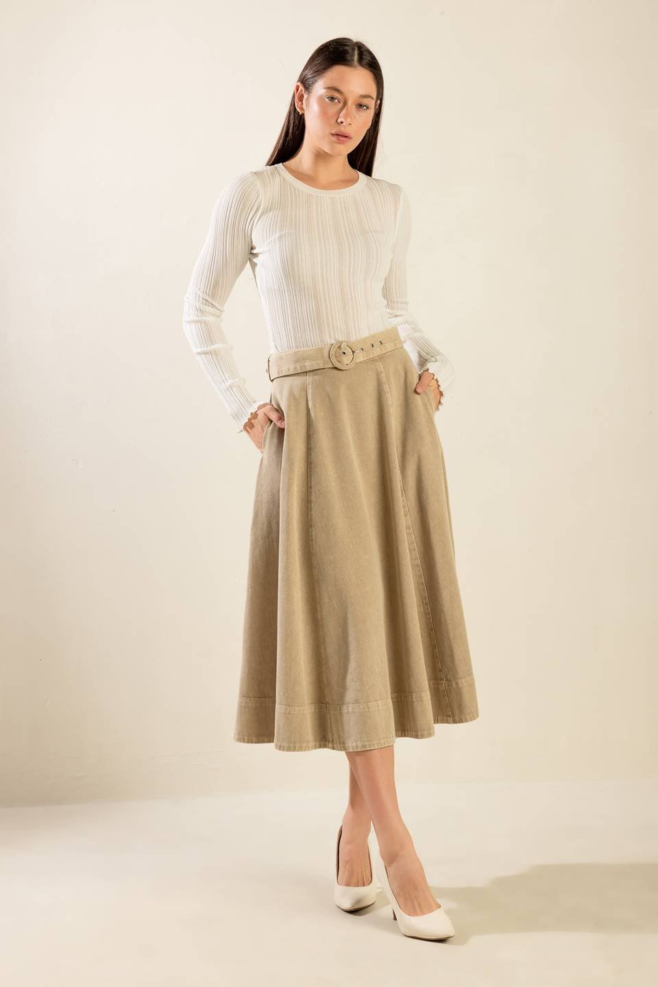 YOU KNOW IT TWILL MIDI SKIRT - Mack & Harvie