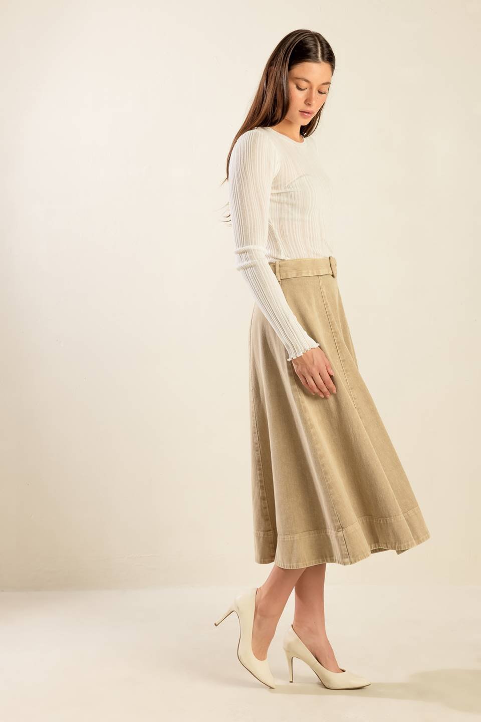 YOU KNOW IT TWILL MIDI SKIRT - Mack & Harvie