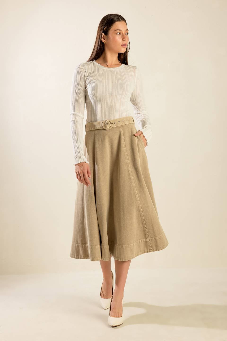 YOU KNOW IT TWILL MIDI SKIRT - Mack & Harvie