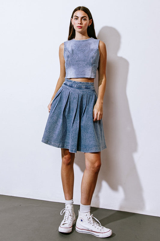 YOUR EYES ON MINE DENIM MINI SKIRT - Mack & Harvie