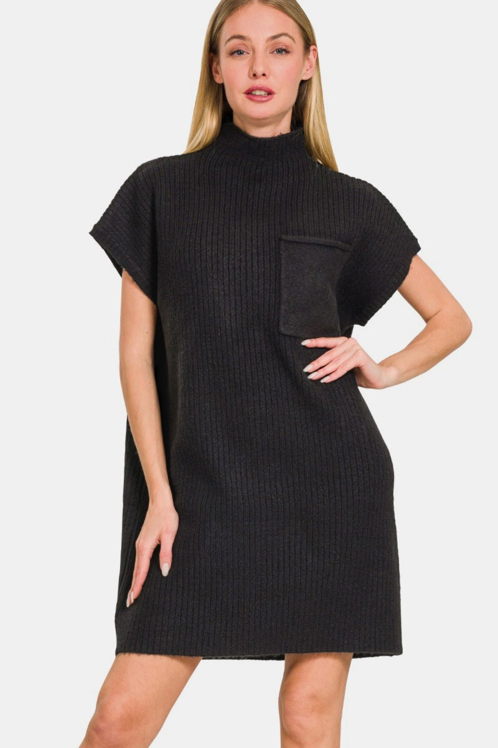 Zenana Short Sleeve Sweater Mini Dress - Mack & Harvie